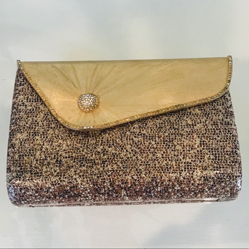 Vintage bakelite (?) Gold brown crystal clutch